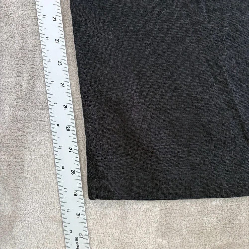 Reformation Mason Linen Pleated High Waist Wide Leg Trouser Pants‎ in Black 0